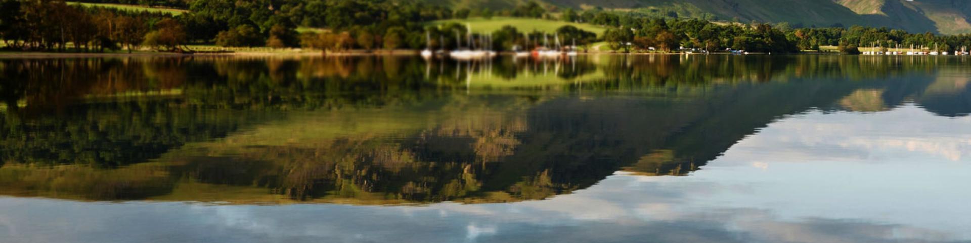 Mountains reflecting on a glassy lake