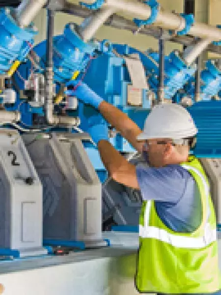 Worker in a pump room